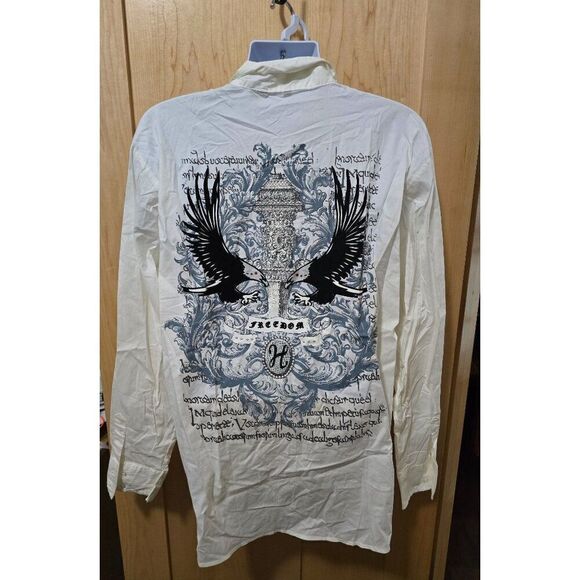 Mens H2O Collection XXL Long Sleeve Shirt With Eagle Print Freedom Graphic biker - Picture 1 of 9
